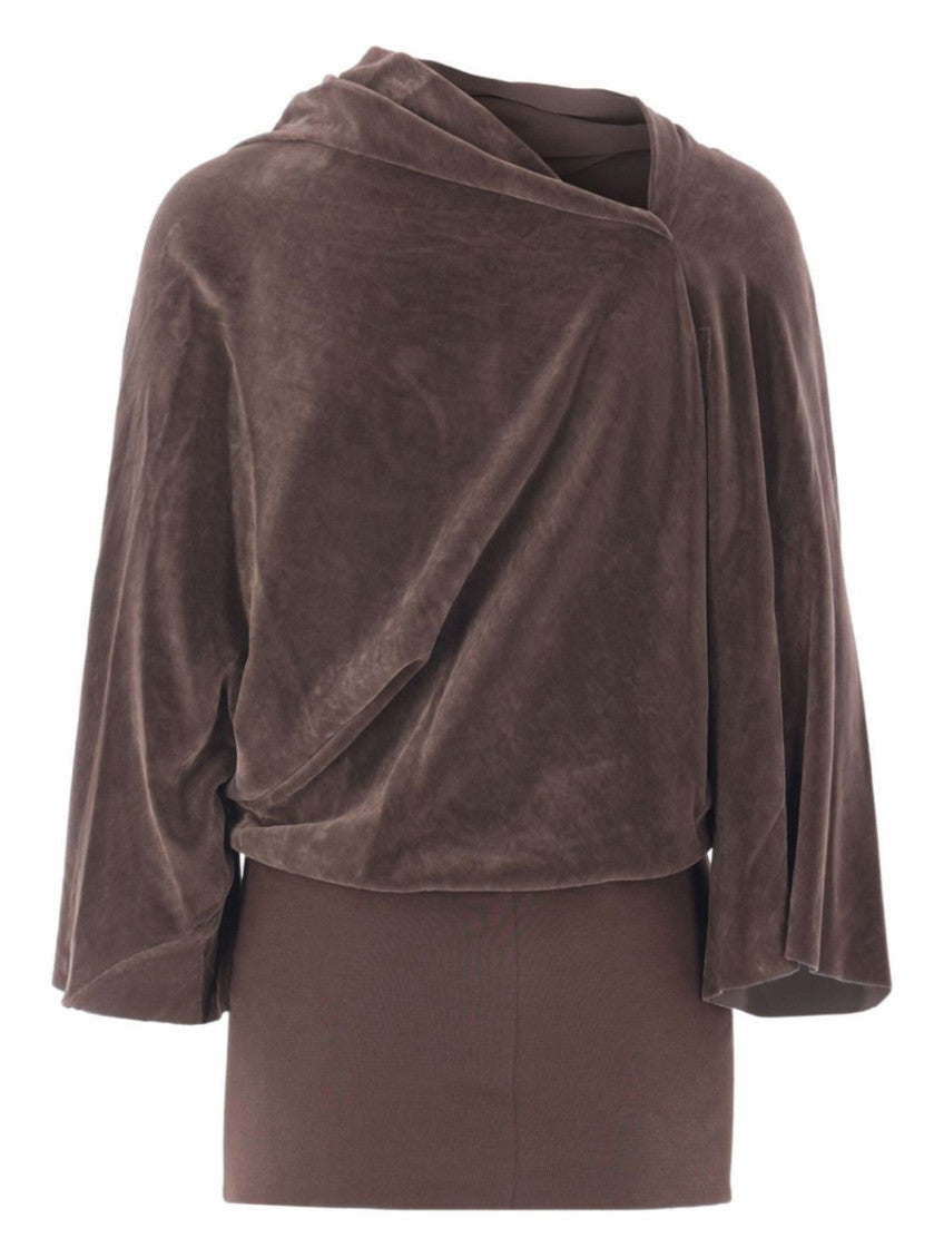 Brown Solid Cowl Neck Top 2