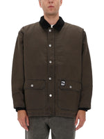 Green Solid Shirt Collar Jacket 1