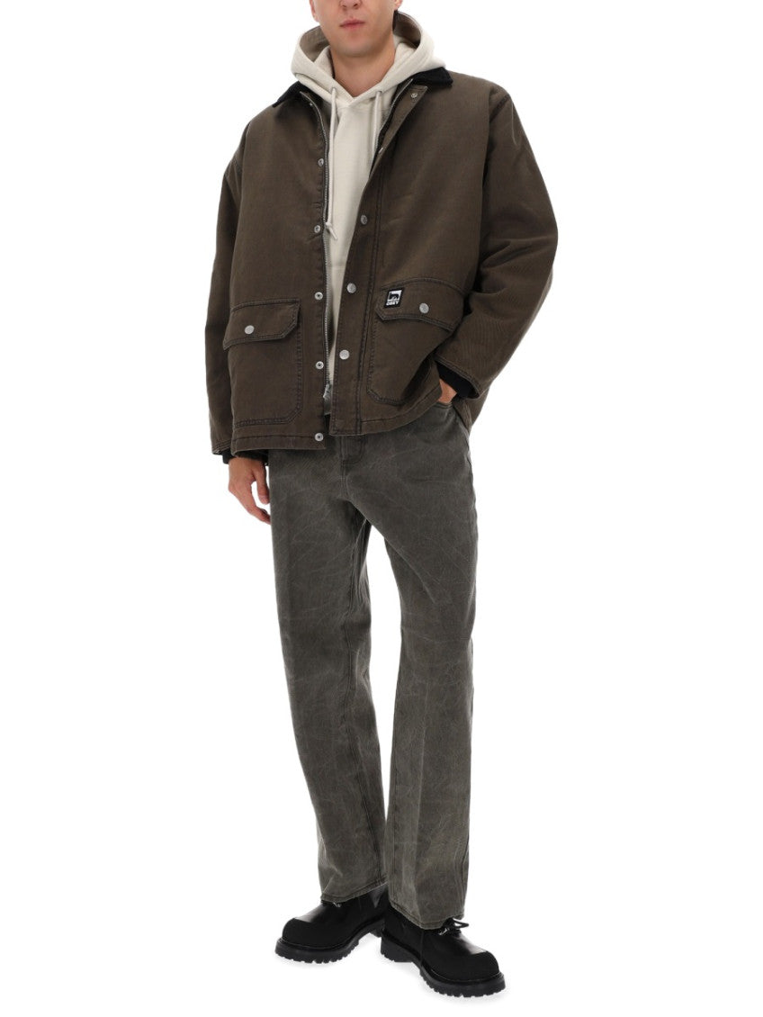 Green Solid Shirt Collar Jacket 2