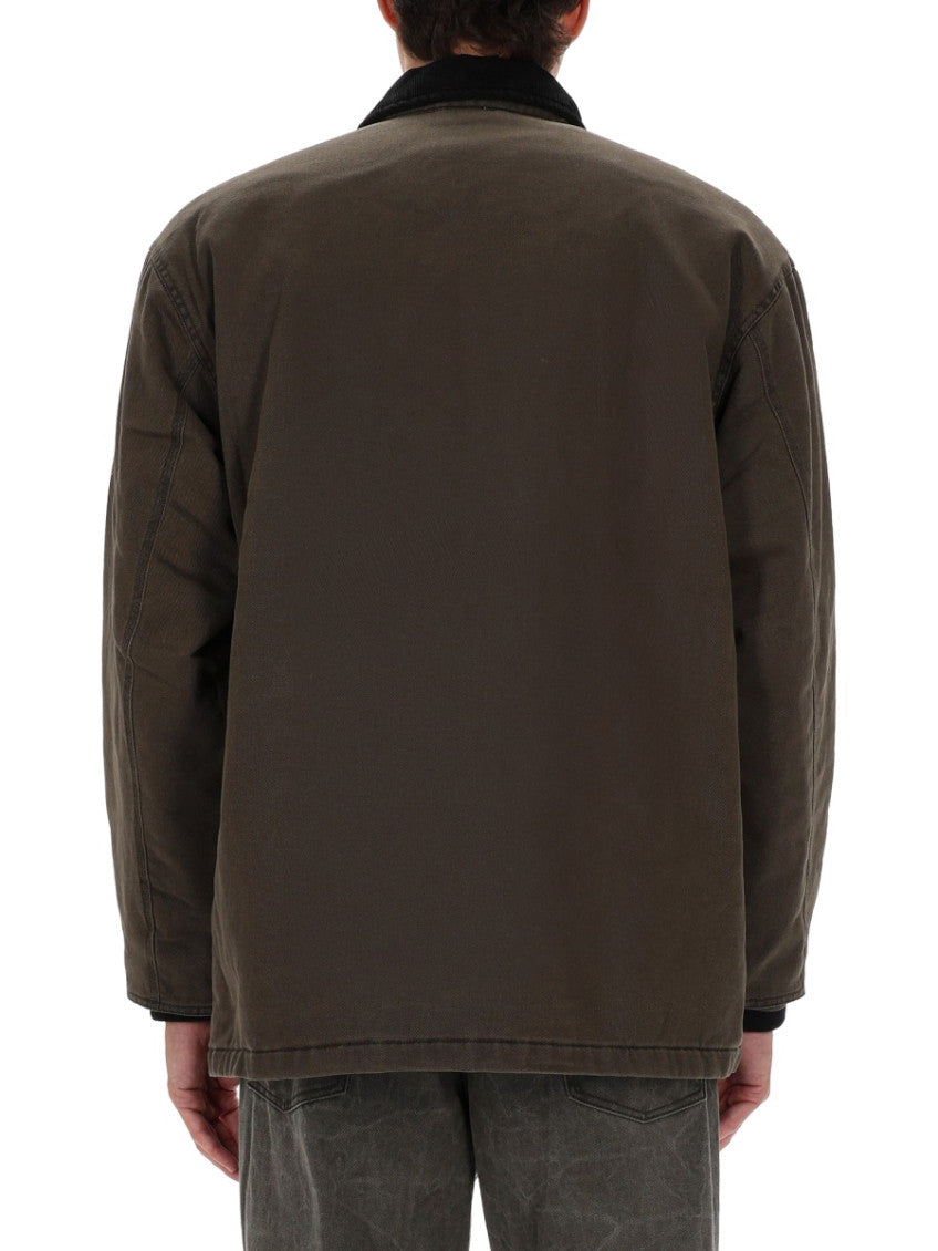Green Solid Shirt Collar Jacket 3