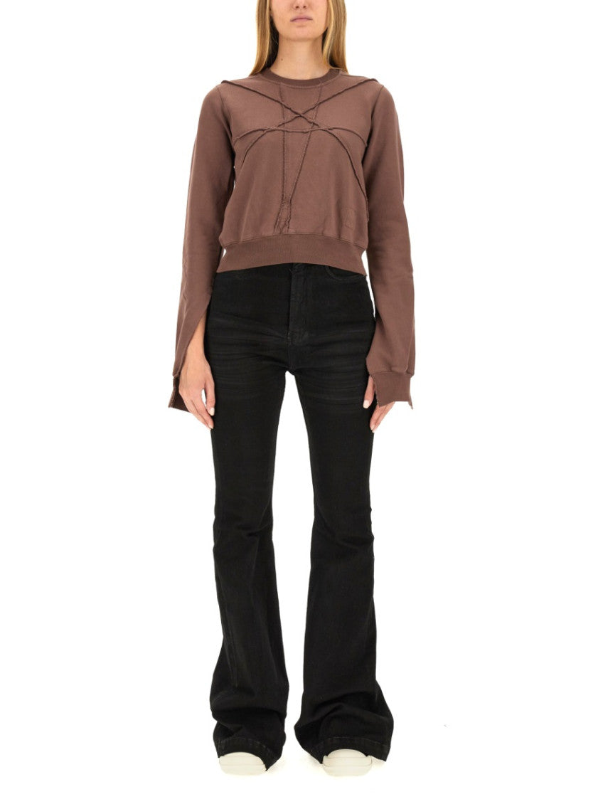 Brown Textured Crew Neck Sweatshirt 1