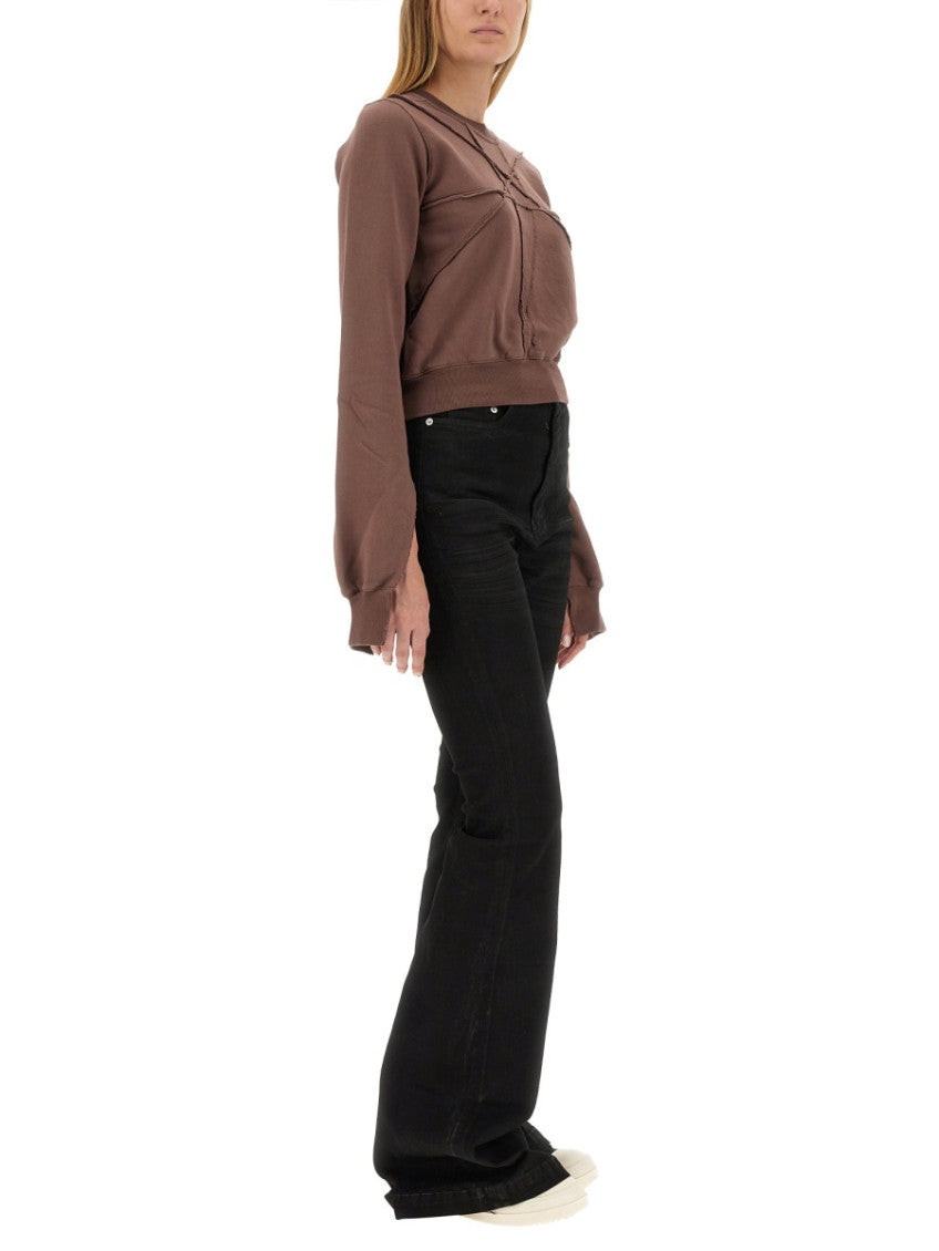 Brown Textured Crew Neck Sweatshirt 2
