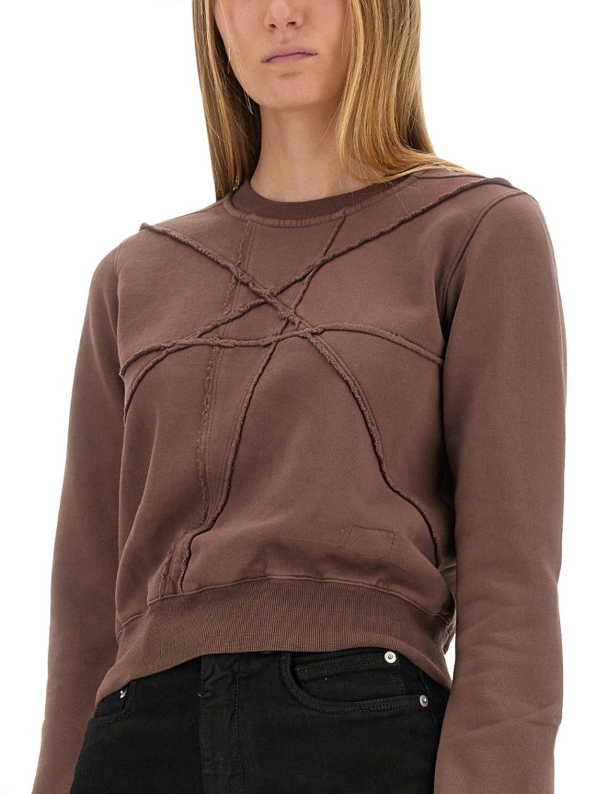 Brown Textured Crew Neck Sweatshirt 4