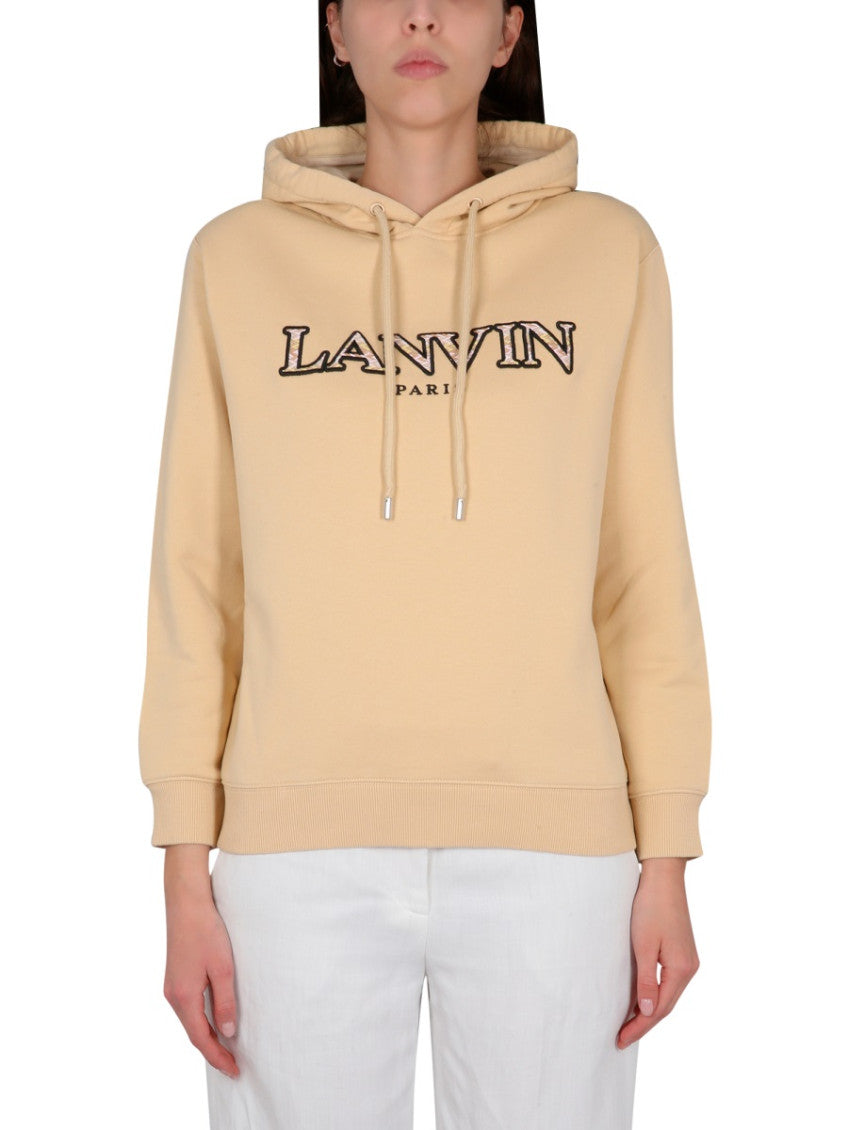 Beige Logo Hood Sweatshirts 1
