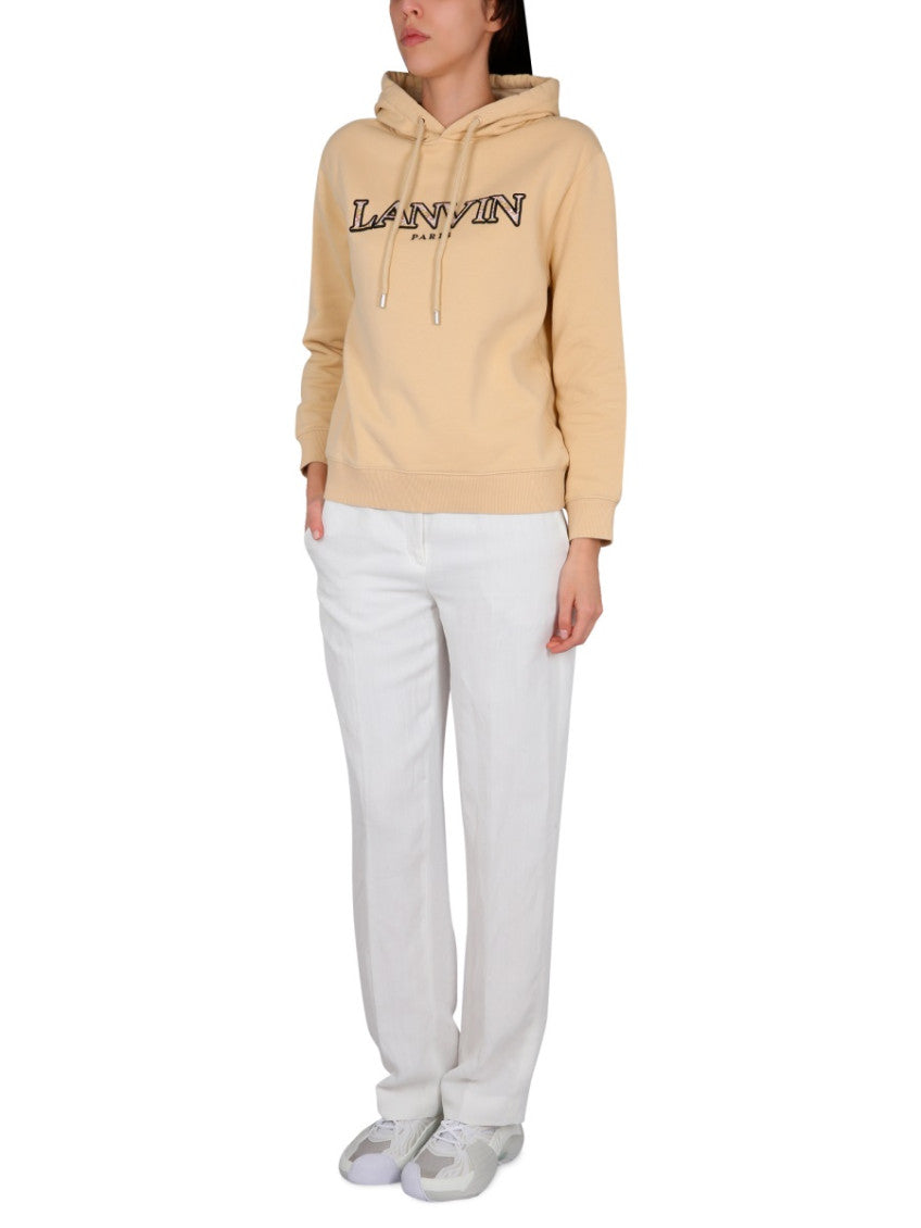 Beige Logo Hood Sweatshirts 2