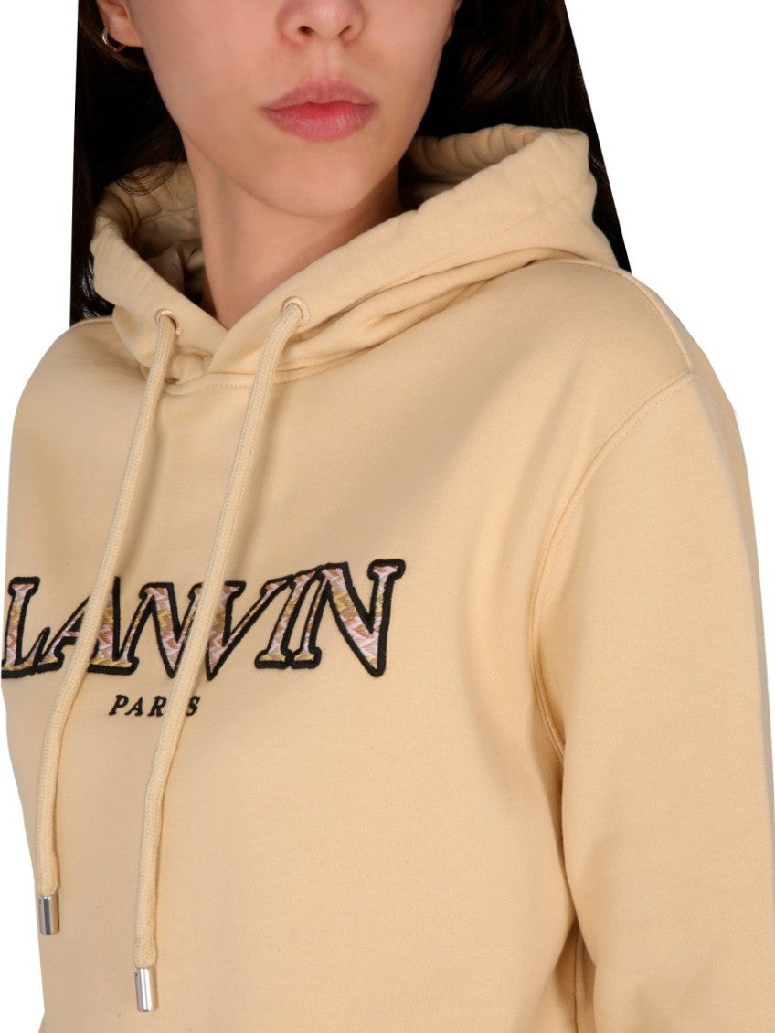 Beige Logo Hood Sweatshirts 4