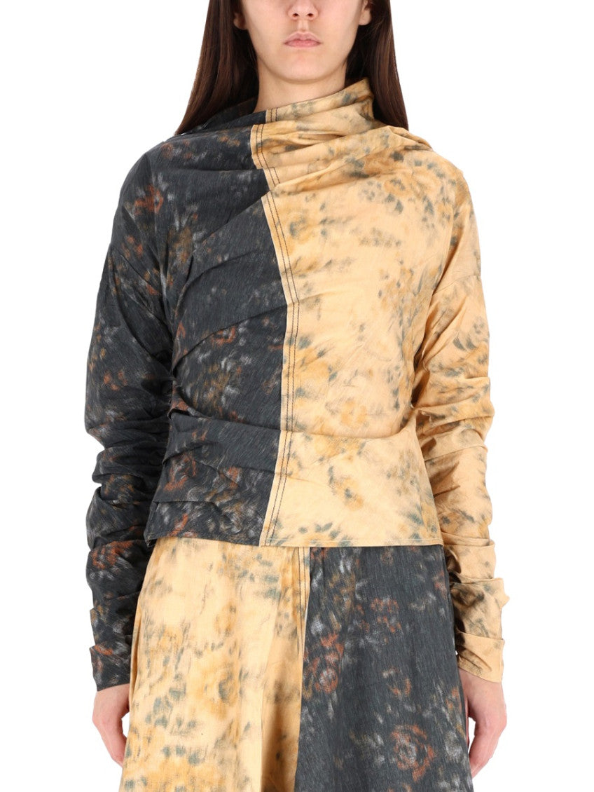 Multicolor Printed Mock Collar Top 1