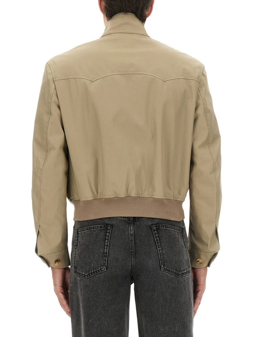 Beige Solid Mock Collar Jacket 4