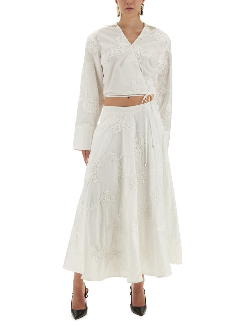 White Embroidered Shirt Collar Top 4