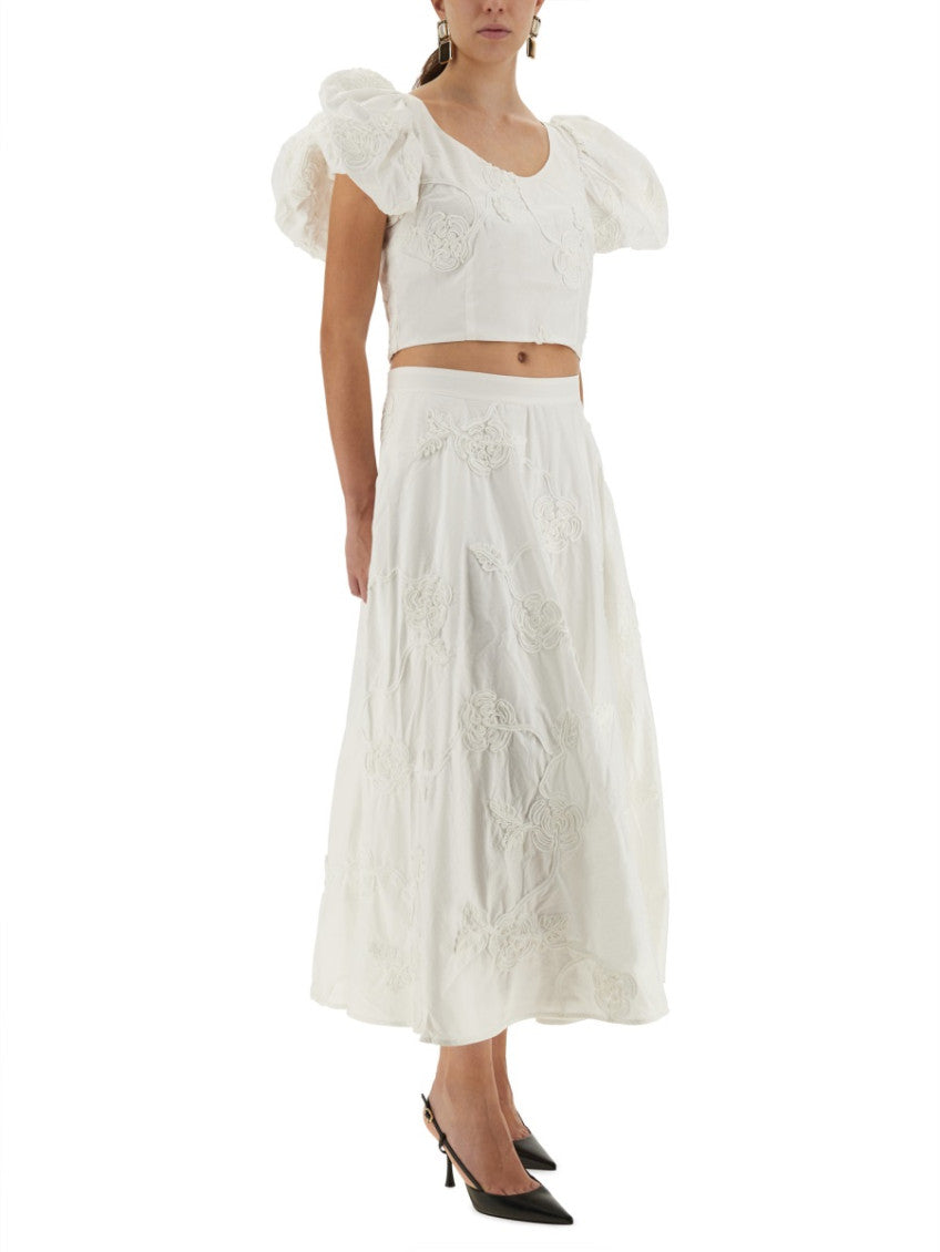 White Embroidered Scoop Neck Top 4