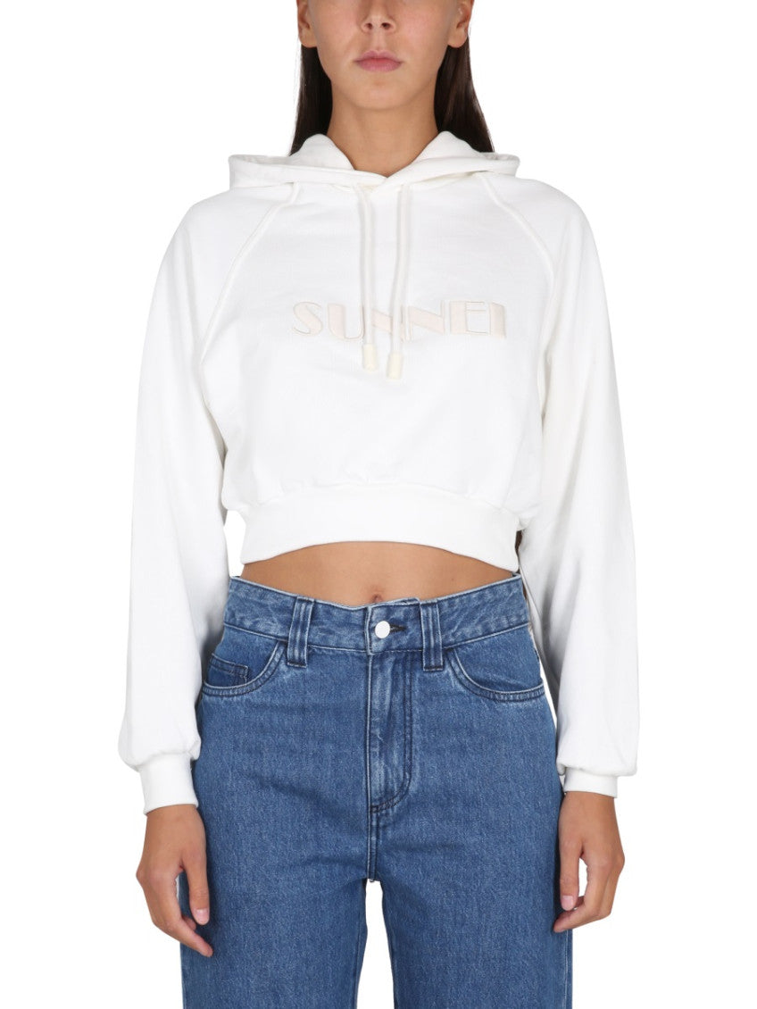 Beige Logo Hood Sweatshirt 1