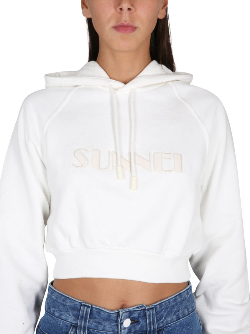 Beige Logo Hood Sweatshirt 4
