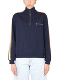 Blue Color Block Mock Collar Sweatshirt 1
