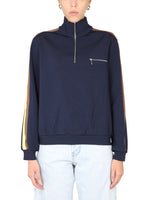 Blue Color Block Mock Collar Sweatshirt 1