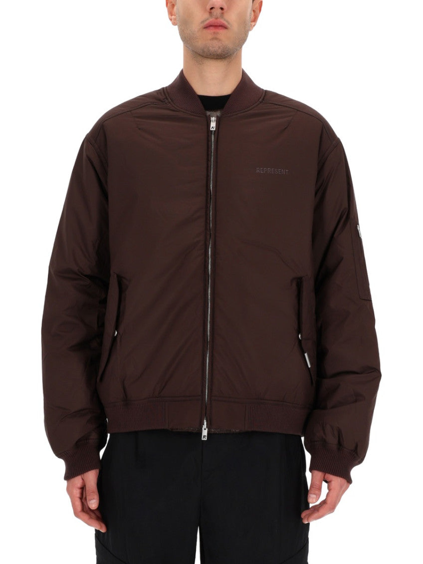 Brown Solid Mock Collar Jacket 1