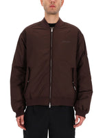 Brown Solid Mock Collar Jacket 1