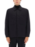 Black Solid Shirt Collar Jacket 1