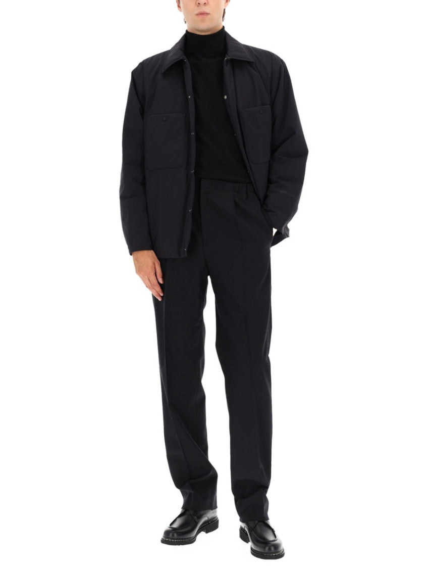 Black Solid Shirt Collar Jacket 2