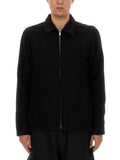 Black Solid Shirt Collar Jacket 1