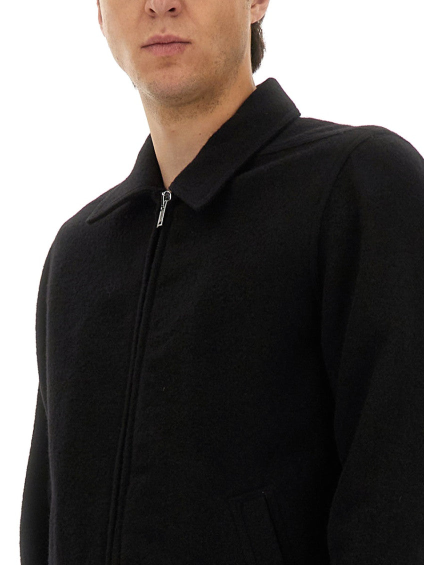 Black Solid Shirt Collar Jacket 3