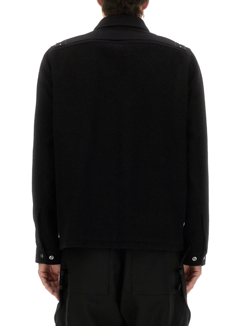 Black Solid Shirt Collar Jacket 4