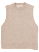 Beige Solid Crew Neck Top 1