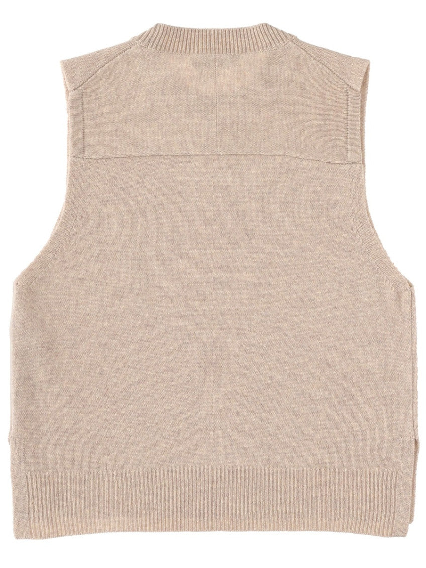 Beige Solid Crew Neck Top 2