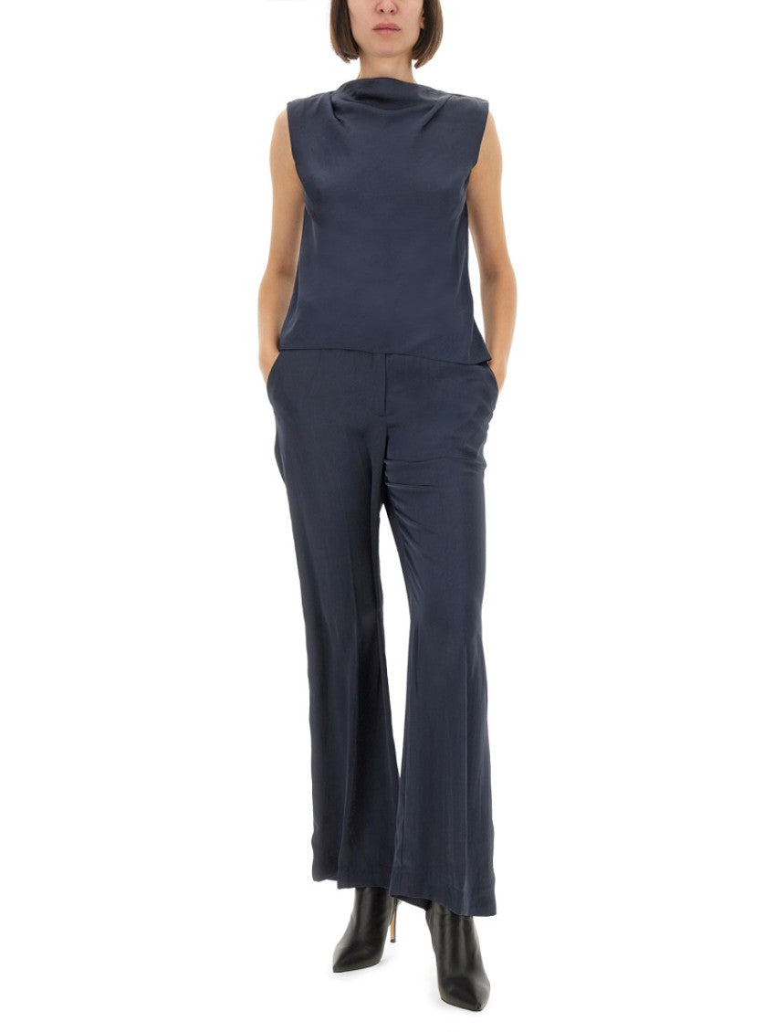 Navy Blue Solid Boat Neck Top 4
