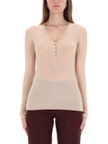 Pink Knitted V Neck Top 1