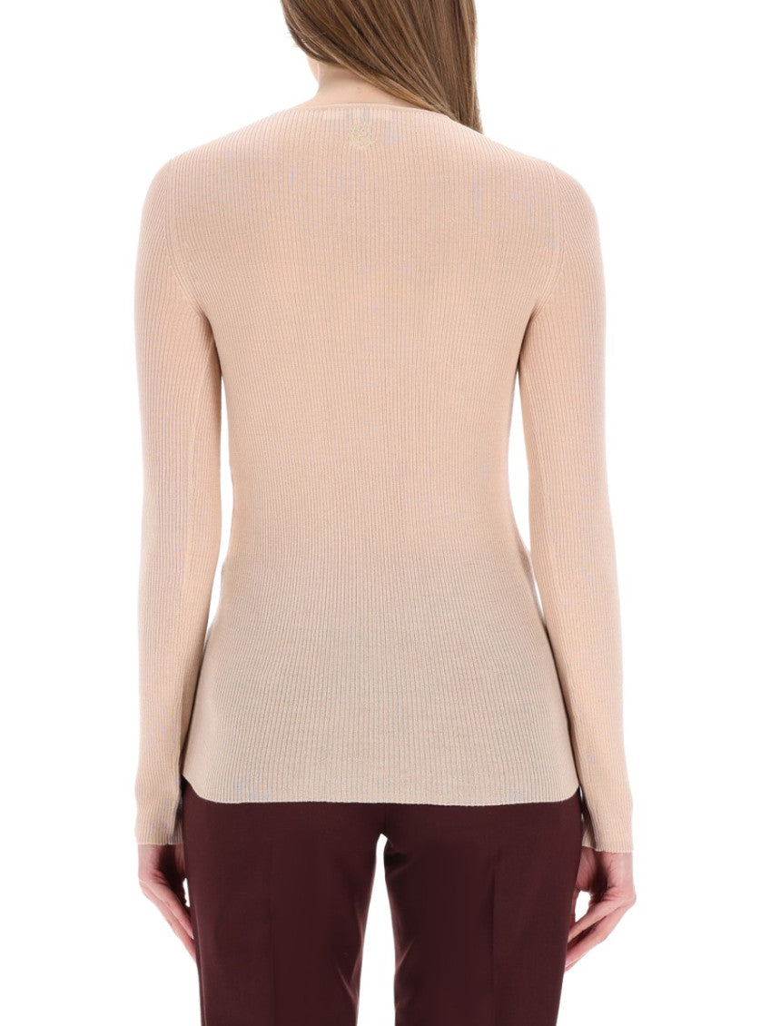 Pink Knitted V Neck Top 2