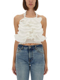 White Embellished Halter Neck Top 1
