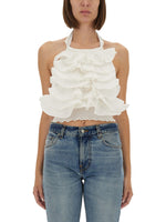 White Embellished Halter Neck Top 1