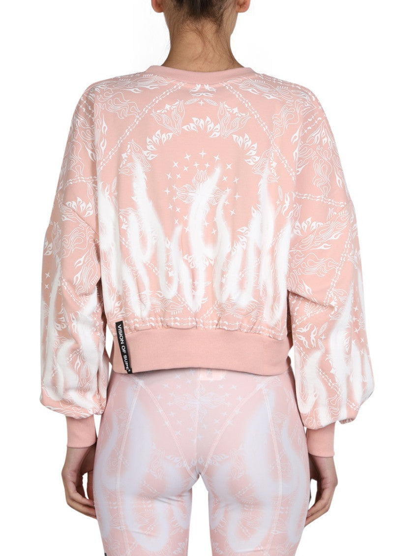 Pink Printed Crew Neck Sweatshirt 3