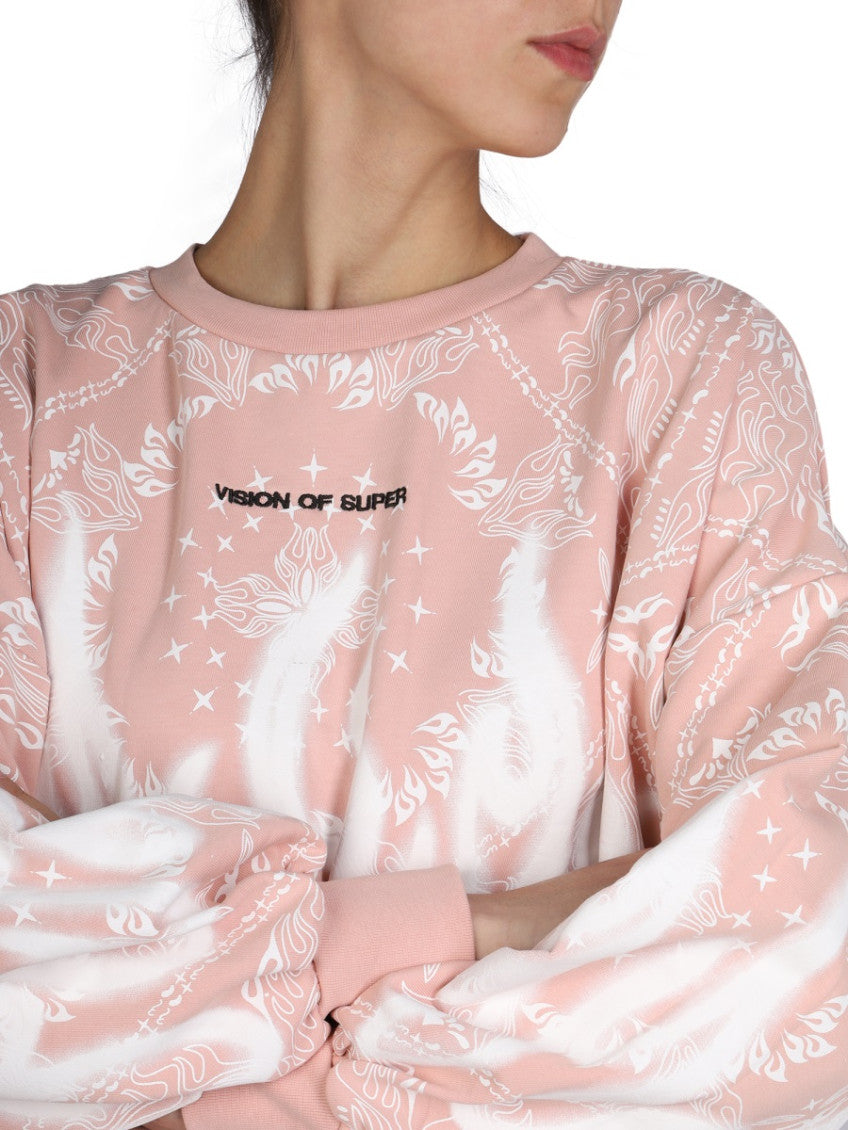 Pink Printed Crew Neck Sweatshirt 4