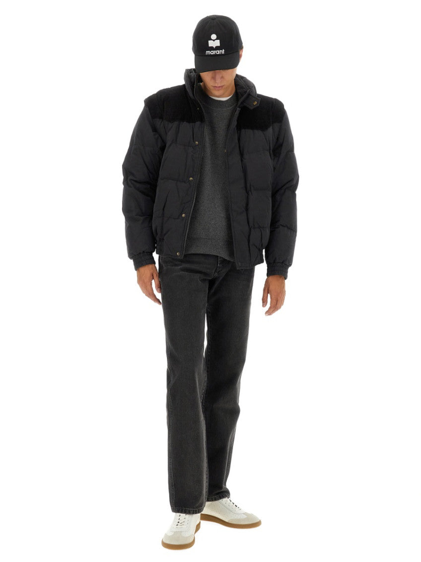 Black Solid Mock Collar Jacket 2