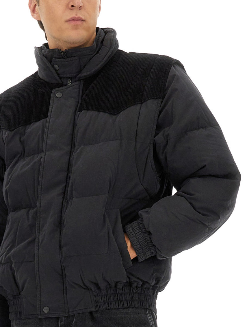 Black Solid Mock Collar Jacket 3