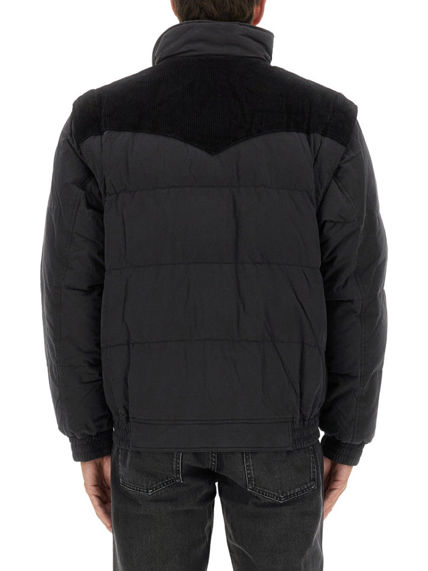 Black Solid Mock Collar Jacket 4