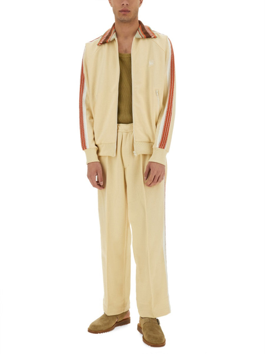 Beige Stripes Shirt Collar Jacket 2