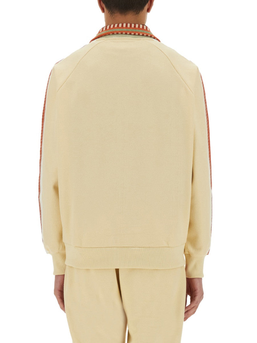 Beige Stripes Shirt Collar Jacket 4