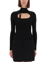 Black Knitted Mock Collar Top 1
