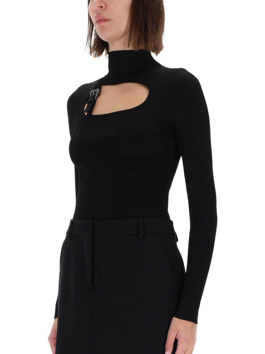 Black Knitted Mock Collar Top 3