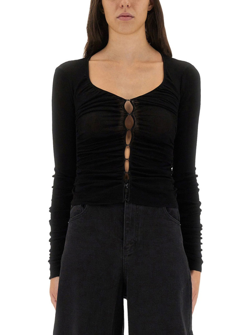 Black Solid Scoop Neck Top 1