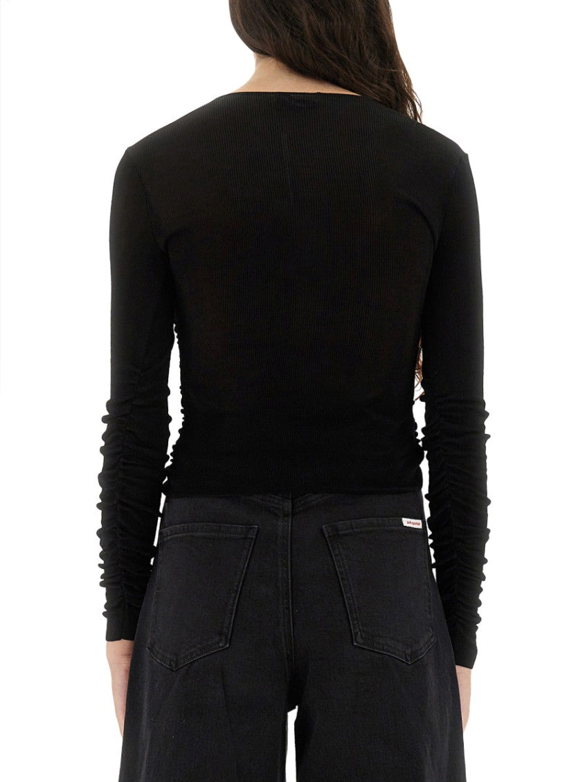 Black Solid Scoop Neck Top 2