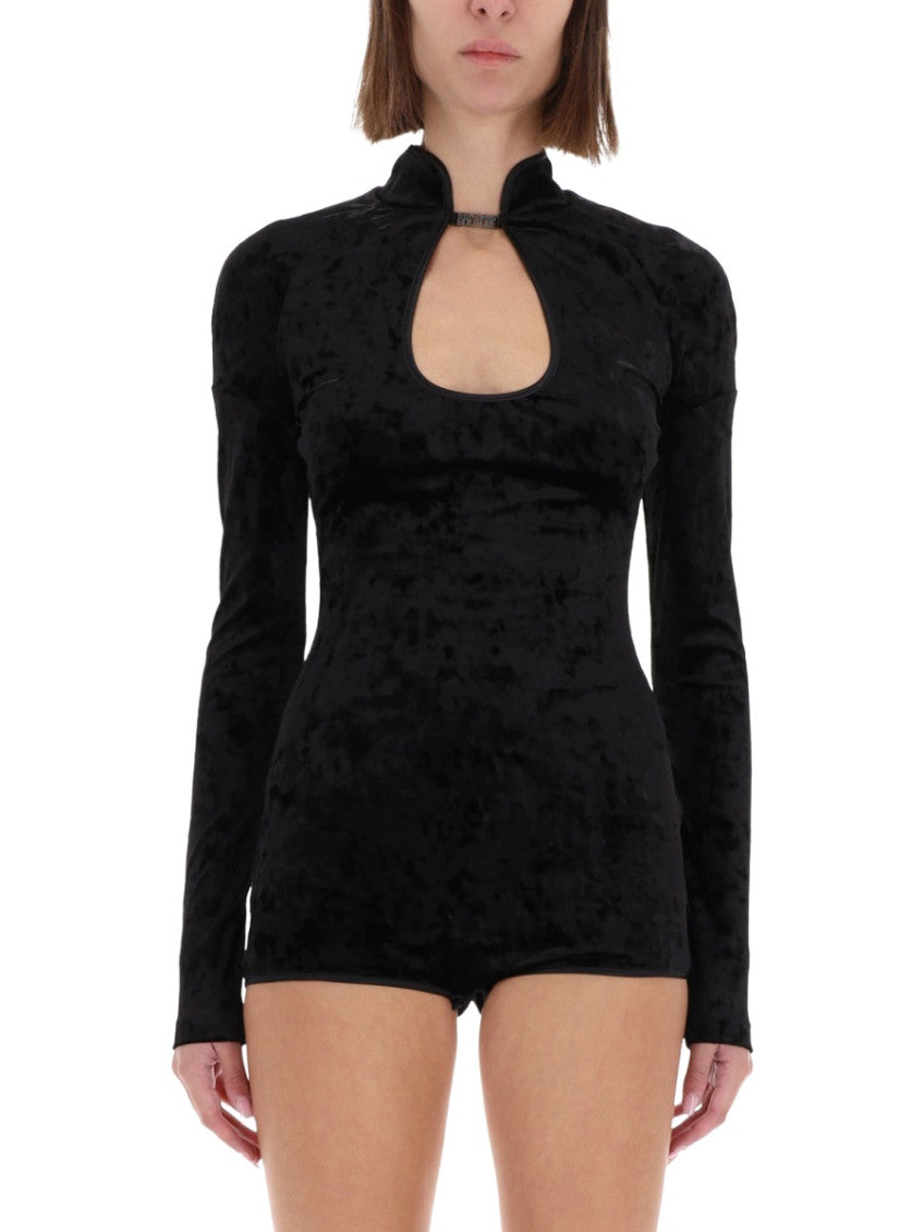 Black Textured Mock Collar Top 1