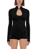 Black Textured Mock Collar Top 1