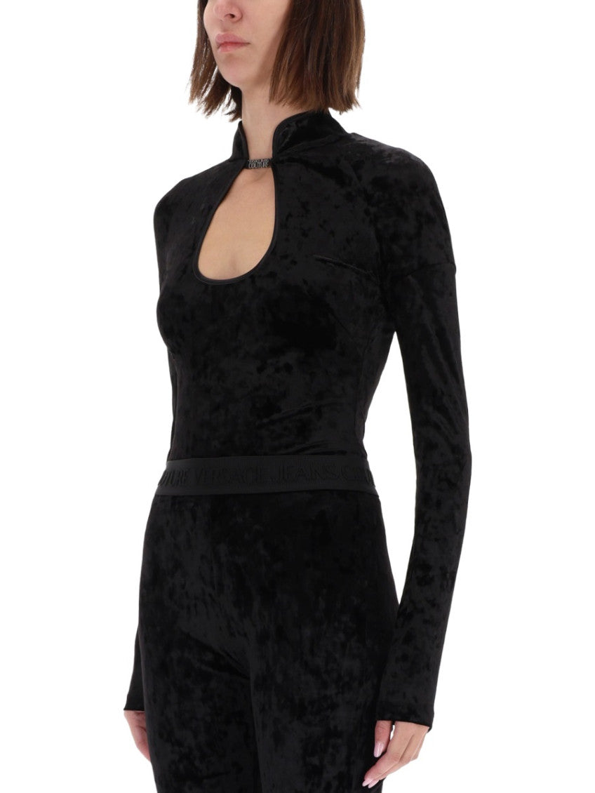 Black Textured Mock Collar Top 3