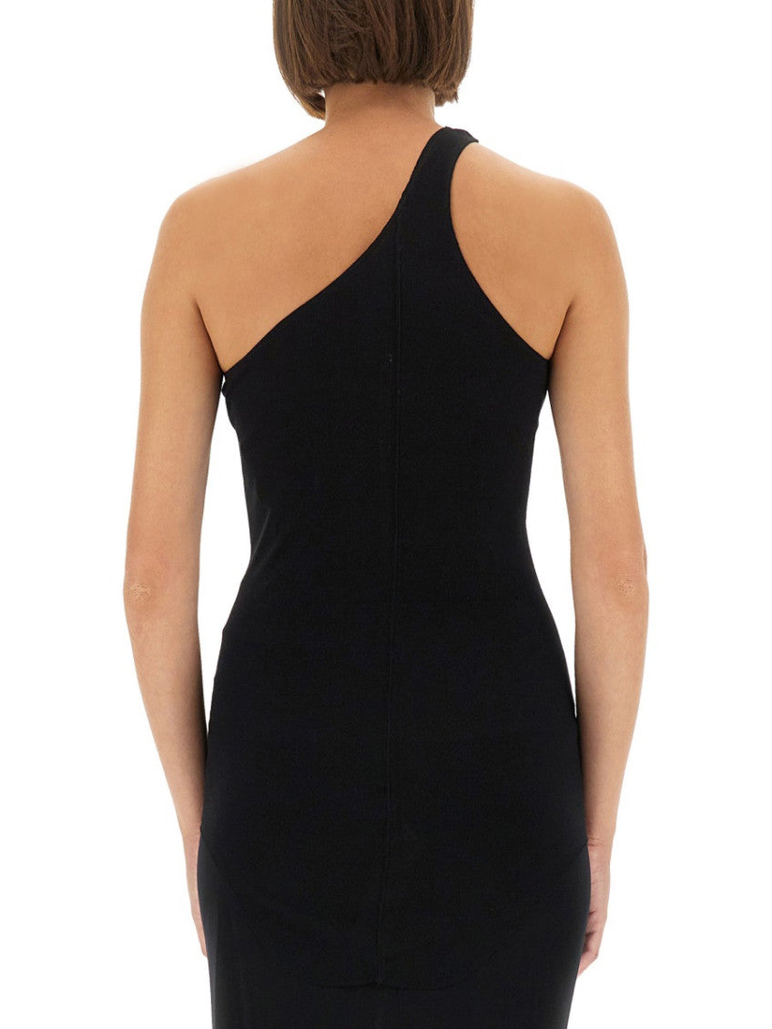 Black Solid One Shoulder Dress 2