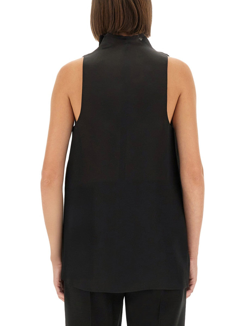 Black Solid Mock Collar Top 2
