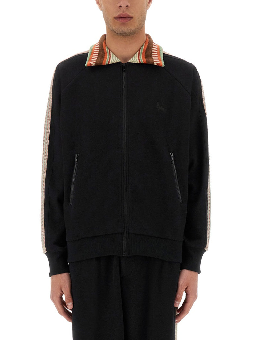 Black Stripes Shirt Collar Jacket 1