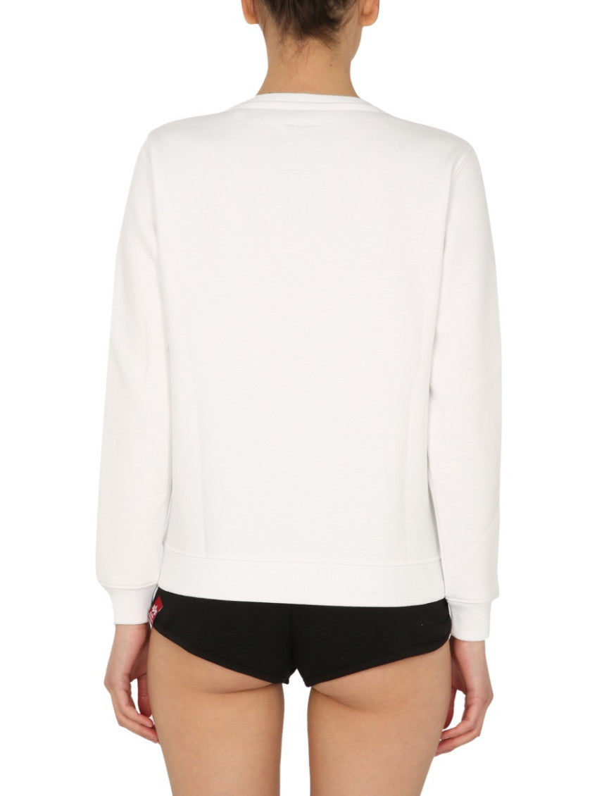 White Logo Crew Neck Sweatshirt 3